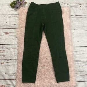 Anthropologie Forest Green Paneled Slim Utility High Rise Pants